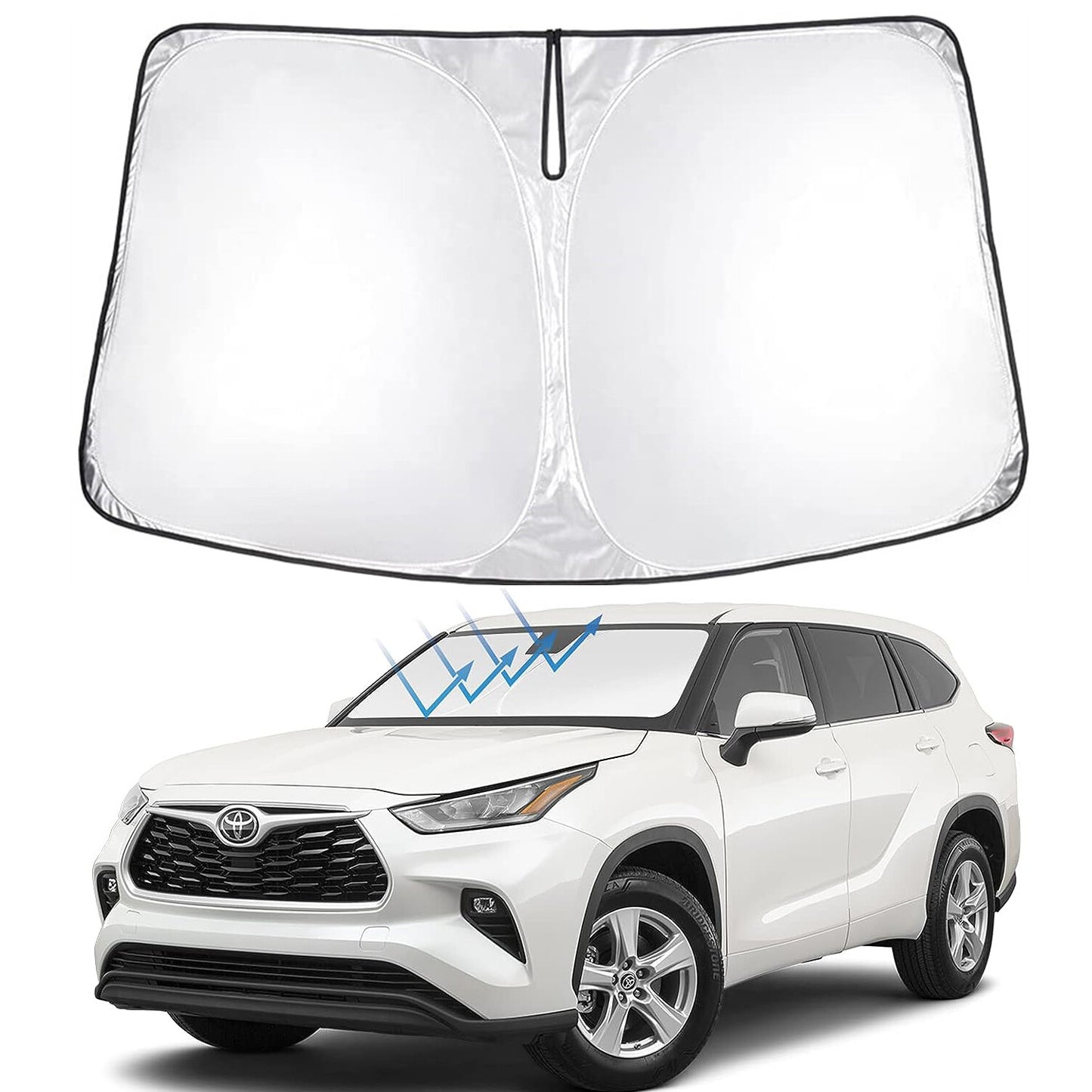 Fits 2001-2023 for Toyota Highlander Front Windshield Sun Shade UV Block Cover
