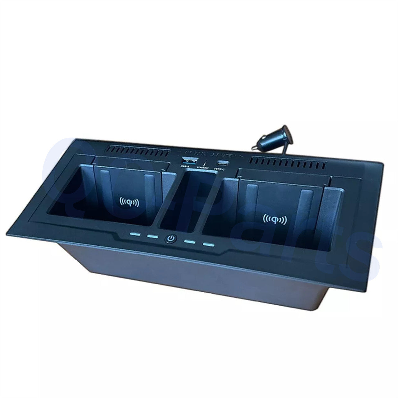 Black wireless charging pad for Defender 90, 110, 2020, 2023