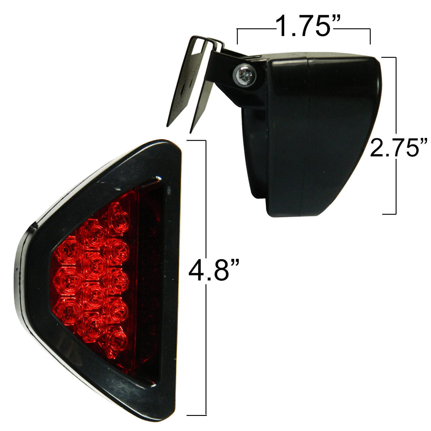 12-volt flashing brake taillights, LED safety warning triangle, No. 3 flashing lights, red