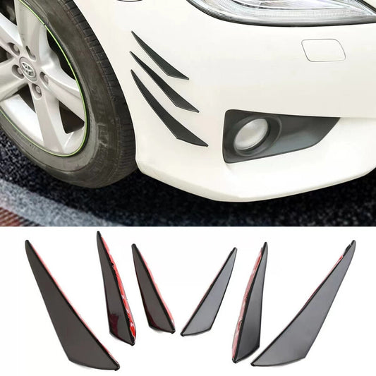 6pcs Universal Black Bumper Lip Rubber Fin Splitter Spoiler Canard Valence Pad