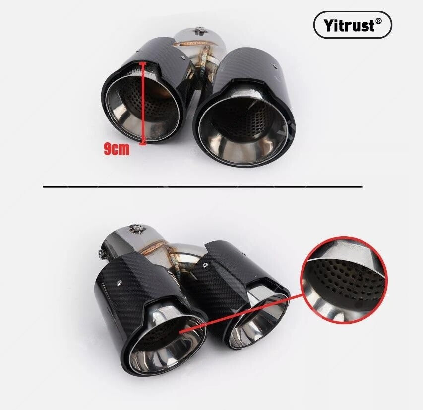 STAINLESS QUAD EXHAUST TIP FINISHERS FOR 2019-25 for BMW G20 M340i 330i CARBON FIBER