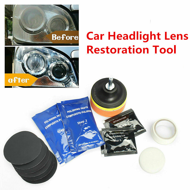 Car Light Lens Restoration Headlight Polishing Paste Cleaning Refurbish Tool Kit