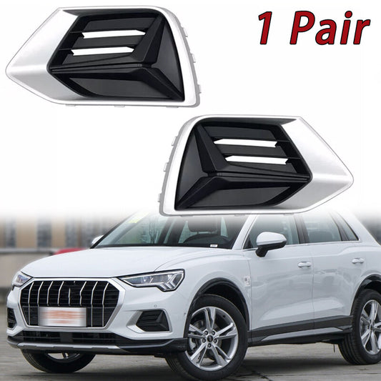 2Pcs for Audi Q3 2019-2022 ABS Front Bumper Grille Fog Lamp Fog Light Cover