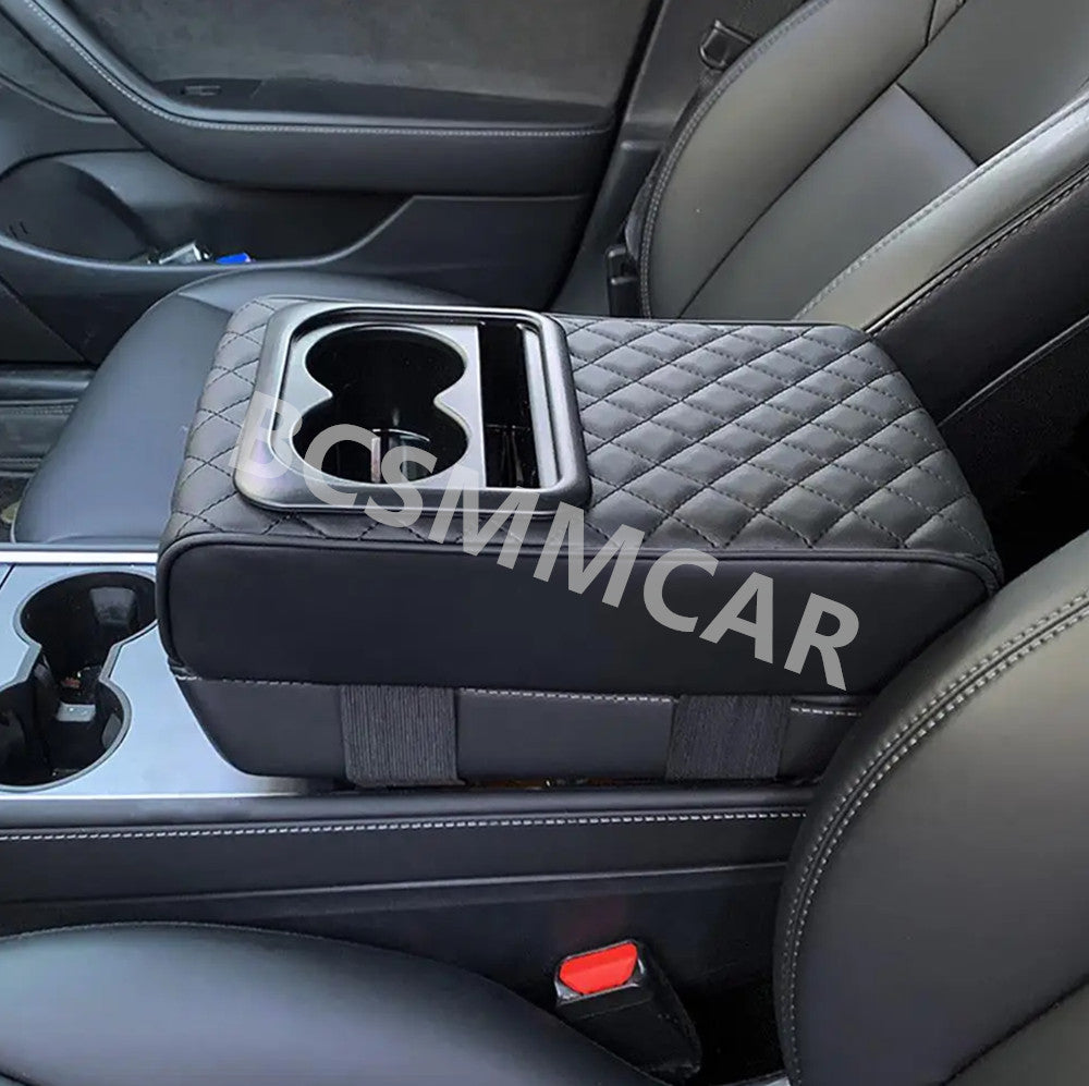 Car Armrest Cushion Cover Center Console Box Pad Mat With Double Cup Holder