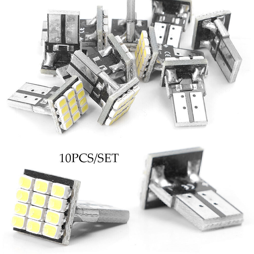 10X 12 SMD Car Map Reading Lamp Bulb Turn Signal Indicator Light T10 1206