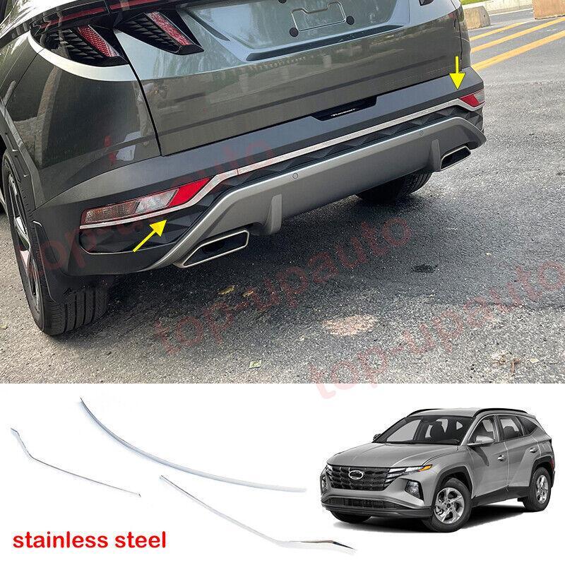 Chrome steel rear bumper fog light strip trim for 2022 and 2023 for Hyundai for Tucson