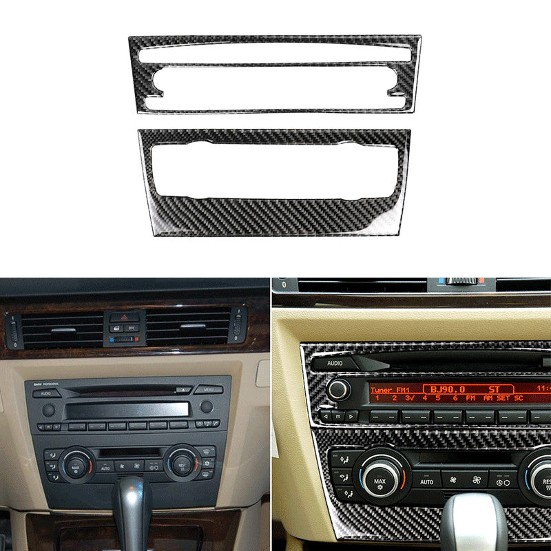 Carbon Fiber Air Conditioning CD Control Panel Decor Trim for BMW E90 2006-2011