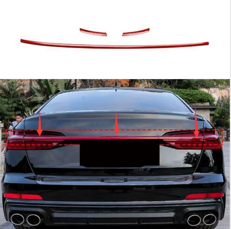 for Audi A6 S6 C8 2019-2023 RED Rear Door Trunk Tail Lamp Molding Strip Trim 3x