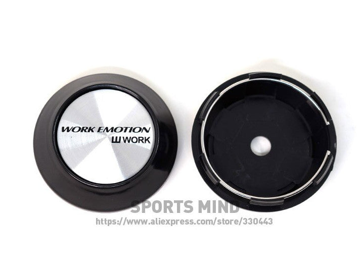 4x69mm wheel center cap, hubcap, rim cap, badge decal, work mood, silver TE37