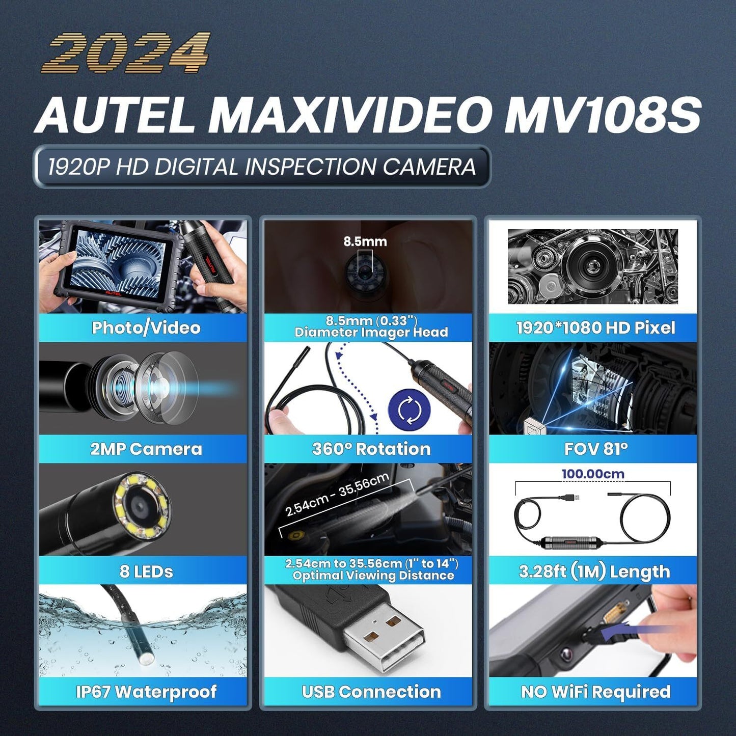 MaxiVideo MV108S Digital Inspection Camera For MK808S MK906BT MK908P II