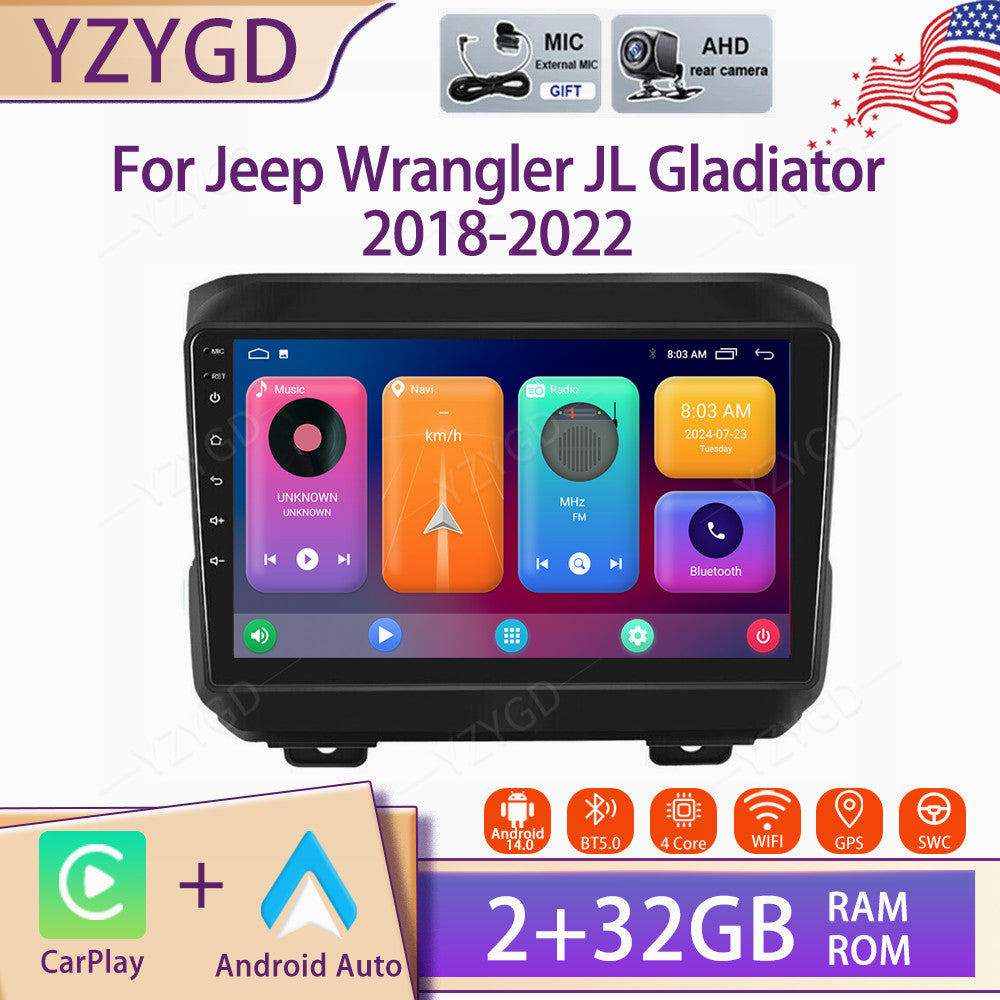 for Jeep for Wrangler JL Gladiator 2018-2022 CarPlay Car Radio Android Screen BT GPS