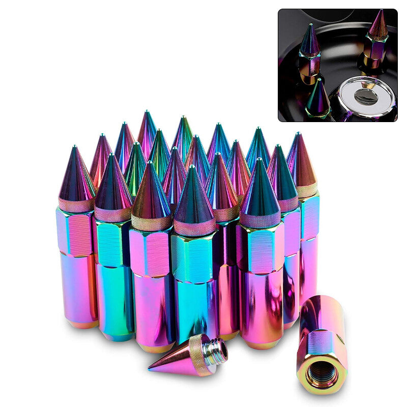 20Pcs M12X1.5 Spiked Nuts for Rims Aluminum Extended Lug Nuts 60MM Colorful