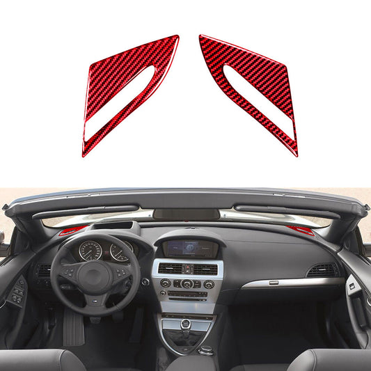 Red Carbon Fiber Dashboard Defogging Air Outlet Cover for BMW 6Series E63 E64