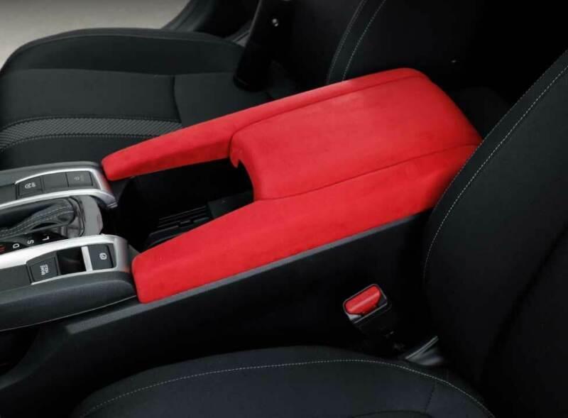 Red Alcantara Suede Central Console Armrest Box Cover for Honda for Civic 2016-2021