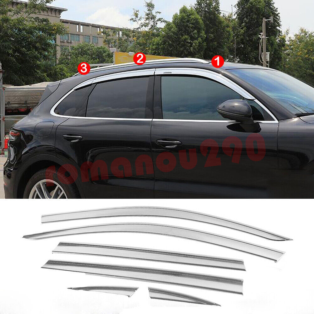 for Porsche for Cayenne 2011-18 silver Window Visor Vent Sun Shade Rain Guard Shield