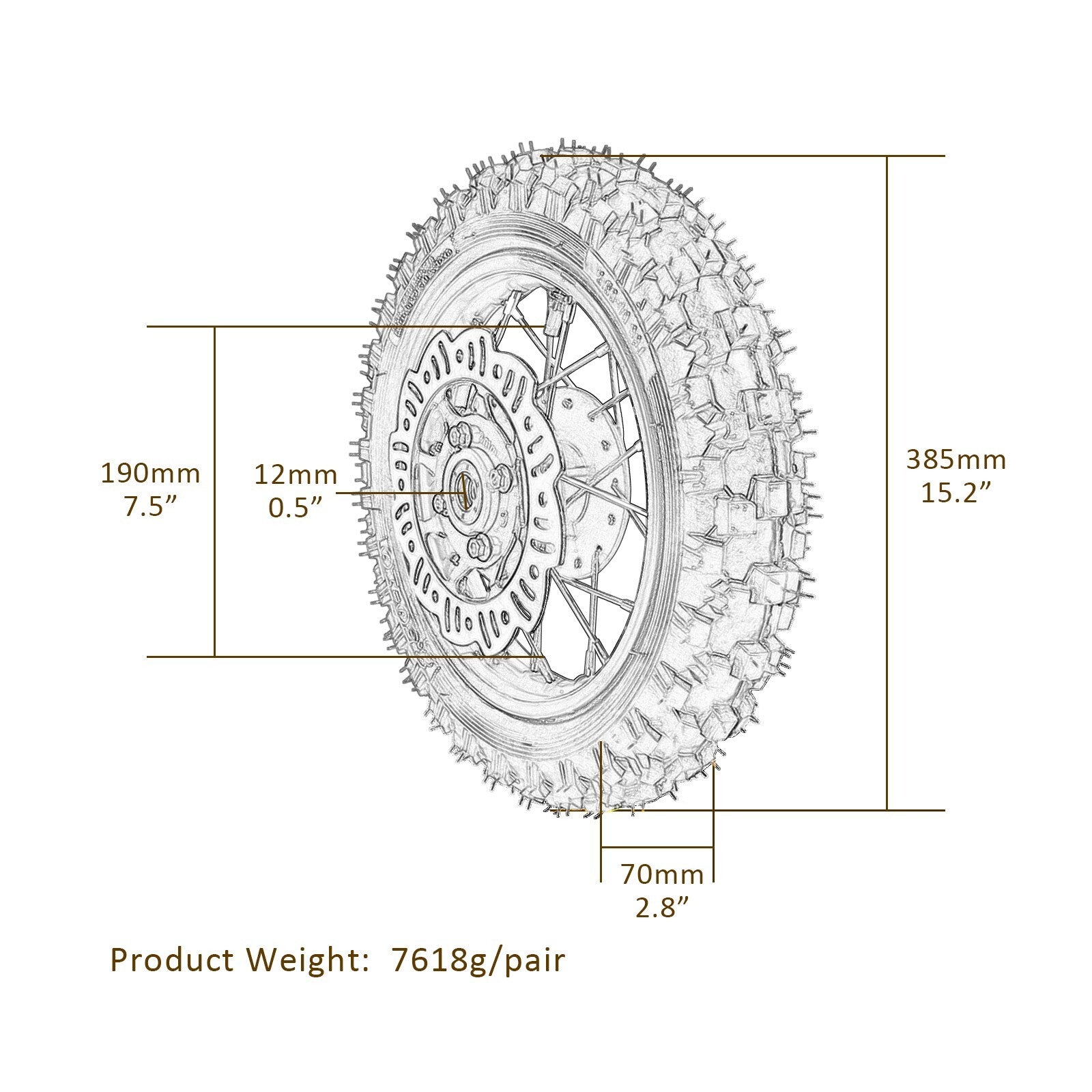 10-inch front wheel, 2.50-10 tire, rim, disc brake, motocross bike razor for CRF50, SSR70, XR50
