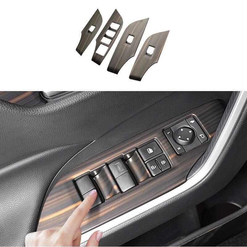 Matte Wood Grain Glass Window Lifting Panel Decor 4PCS for Toyota RAV4 2019-2023