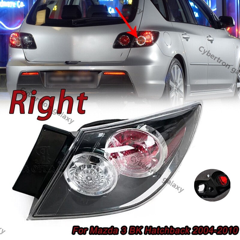 The right-side rear brake light and taillights are applicable to the for Mazda 3 BK Hatchback (2004-2010).