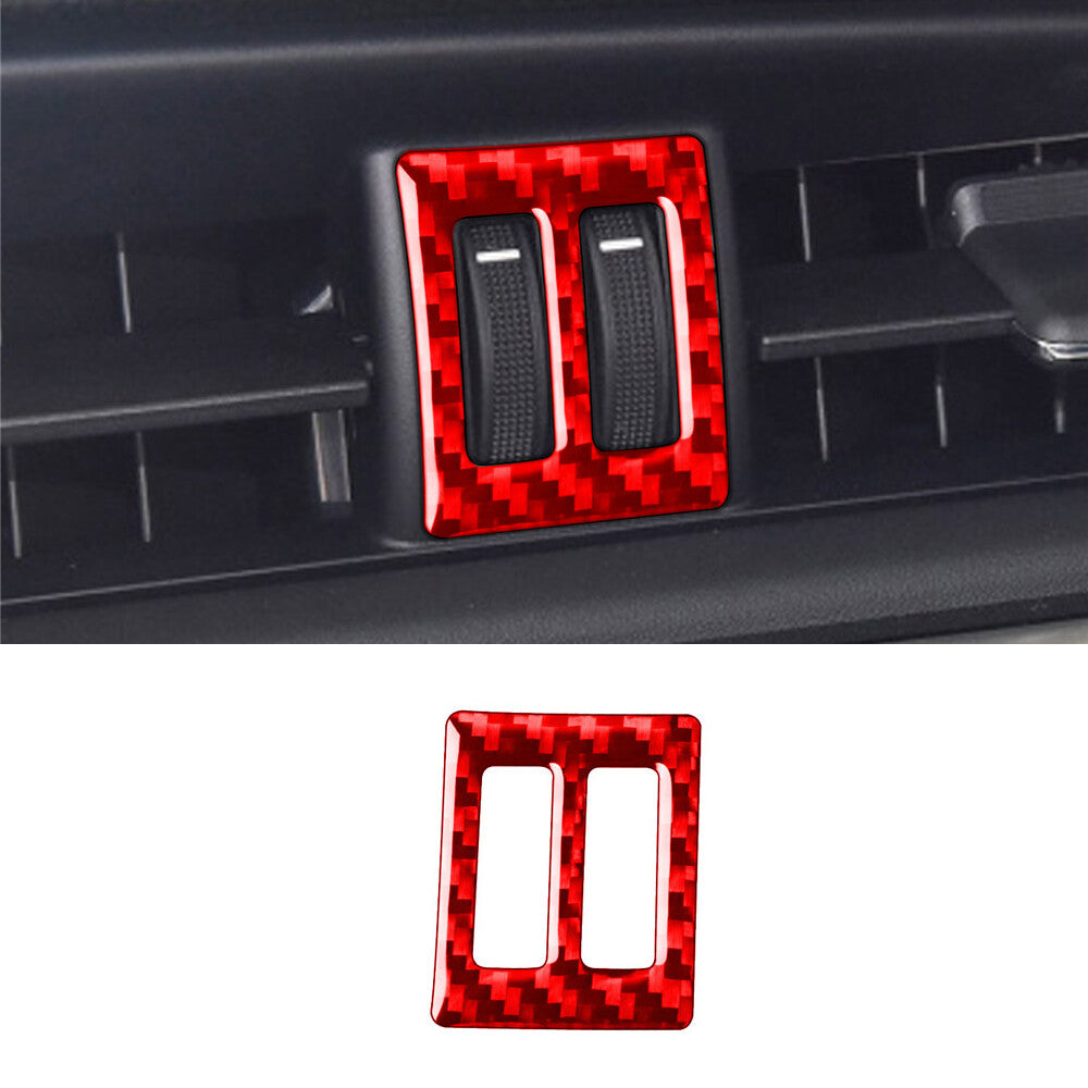 Red Carbon Fiber Central Air Outlet Vent Switch Cover For T@yota for Corolla 2014-18