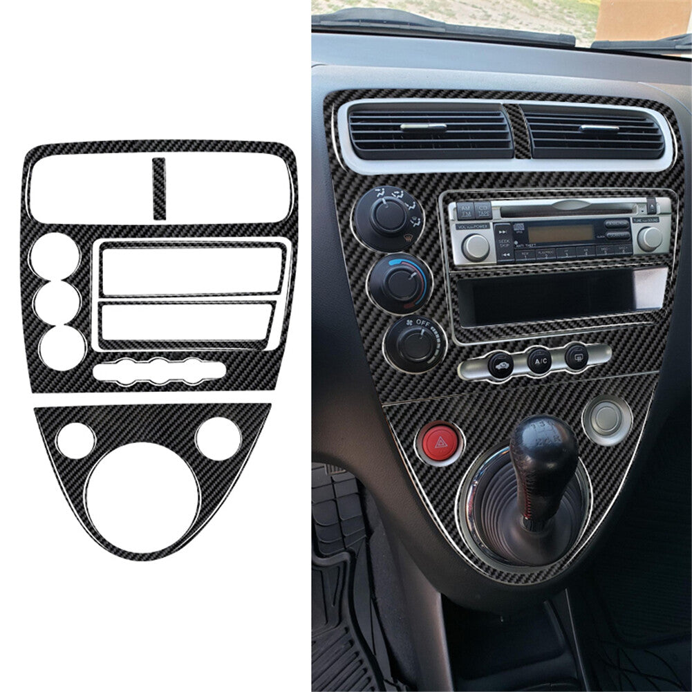 4Pcs Carbon Fiber Center Console Panel Cover Trim for Honda for Civic Si 2002-2005