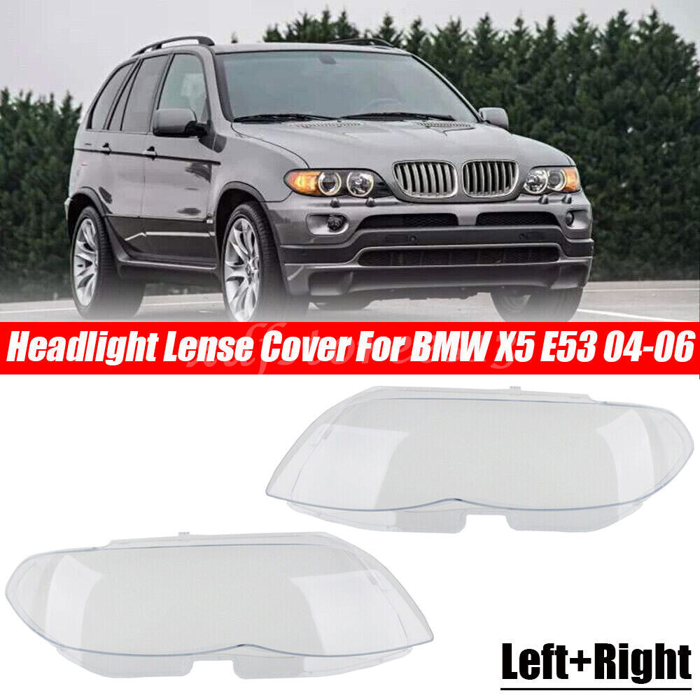 LeftRight Headlamp Headlight Cover Lens Plastic Shell for BMW for X5 E53 2004-2006