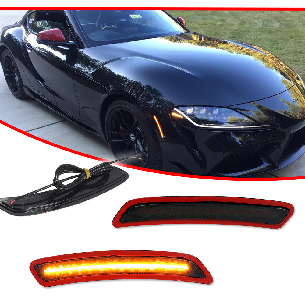 Smoked lens front marker light, amber LED light, suitable for 2020 for Toyota GR Supra