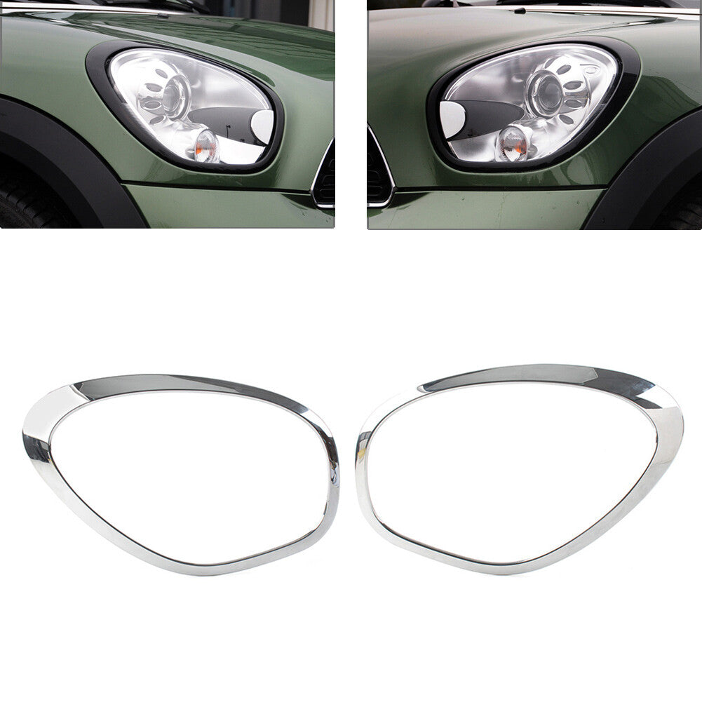 2x Front Headlight Ring Bezel Trim Surround Cover for BMW for Mini Cooper 2011-2016