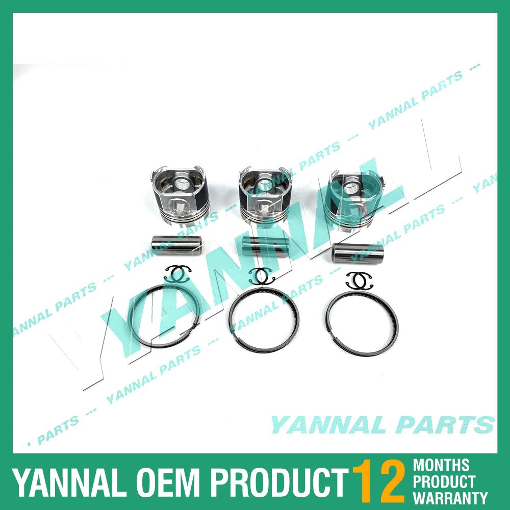 3-piece piston with piston rings + 0.5 mm for Kubota D1301 engine (oversized)