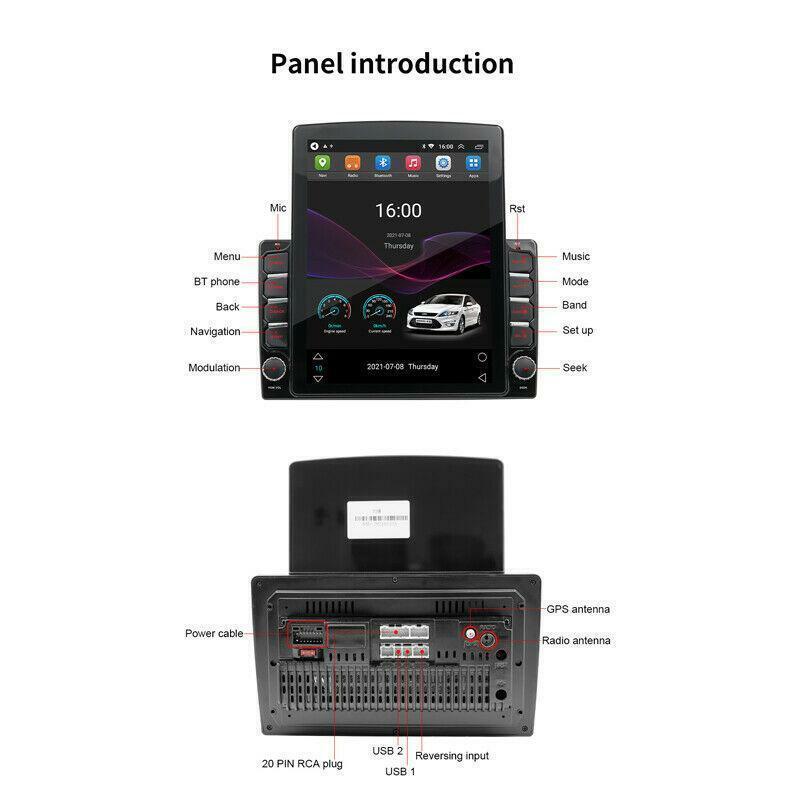 Double 2 Din For Car HD Stereo Radio w/ Bluetooth Player Wifi Kit 9.7 GPS Navi