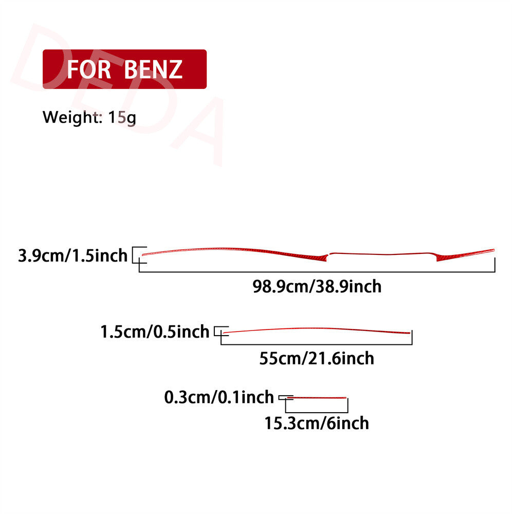 for Benz S Class W222 13-20 RHD Dashboard Central Control Strips Trim Red Carbon