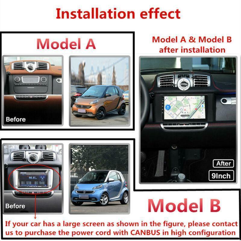 9 Android 9.1 Car Stereo Radio GPS Navigation 1+16G for Smart Fortwo 2011-2014