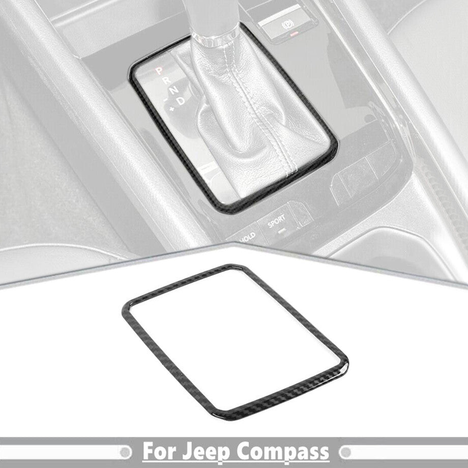 Suitable for Jeep Compass 2022-2025 accessories: Carbon fiber automotive center gear shift cover trim.