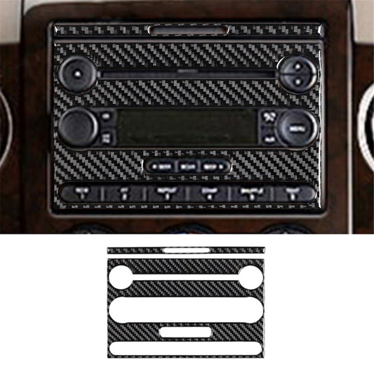2Pcs Carbon Fiber Interior Radio With CD Cover Trim for Ford F-150 FX4 2004-2008