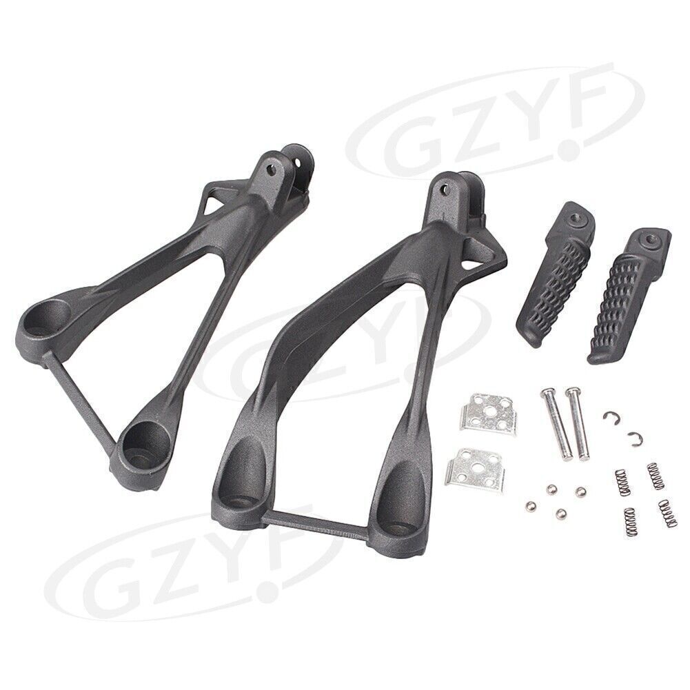 Passenger Footrests Foot Pegs Hanger Assembly Kit Fit 05-08 for Kawasaki ZX-6R