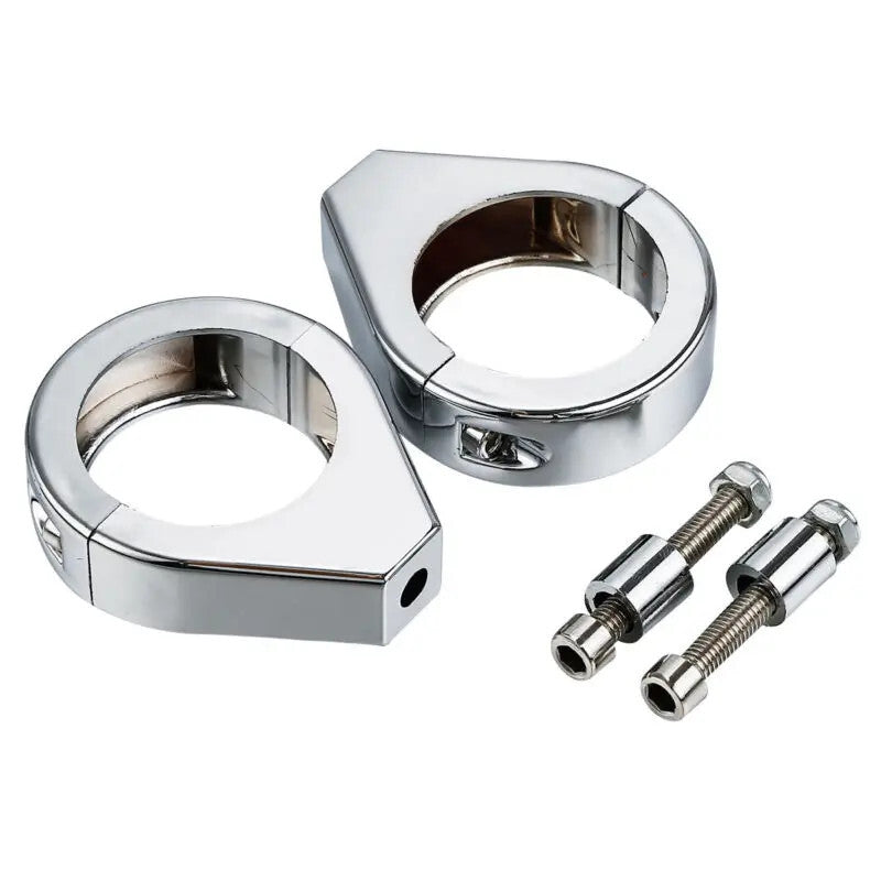 2x Motorcycle Turn Signal Mount Bracket Fork Clamps 41mm Holder Chrome Aluminum