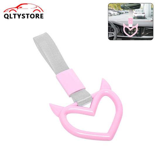 Pink devil heart red JDM Tsurikawa ring subway train bus handle belt accessory