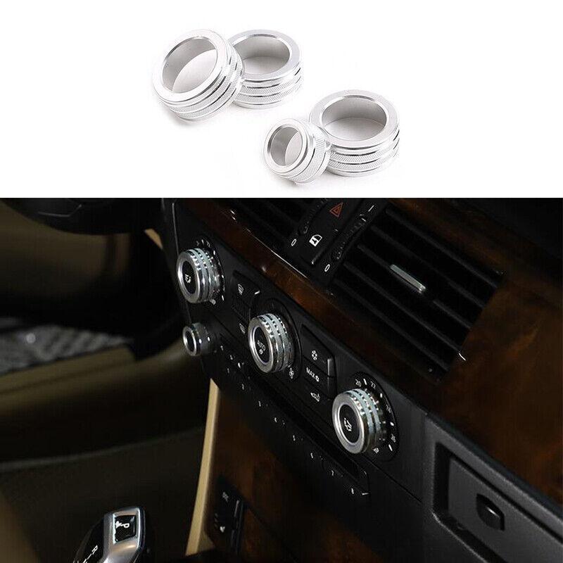 for BMW 5 Series 04-10 Silver Aluminum Air Conditioning Button Control Ring Trim
