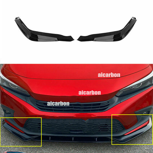 for Honda for Civic 2022-2023 Gloss Black ABS Front Spoiler Splitter Diffuser Bumper