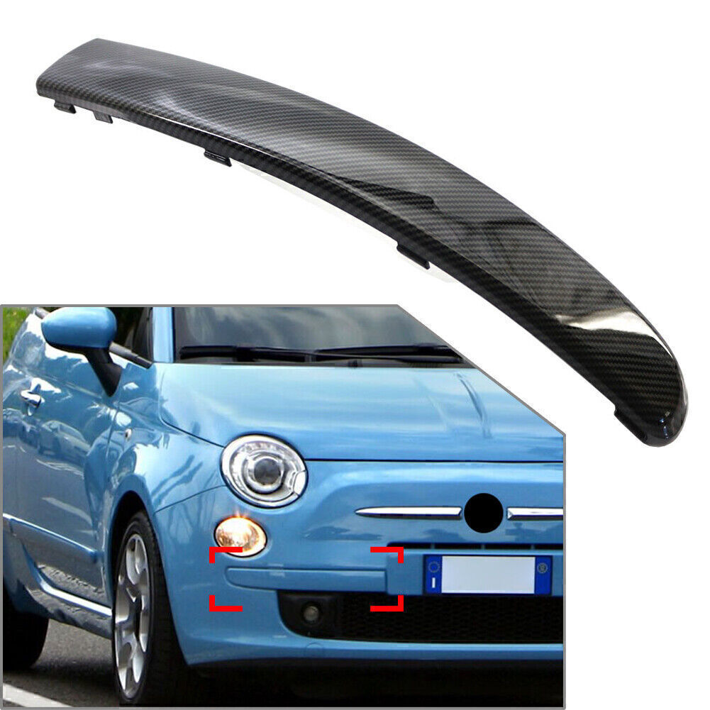 Carbon Fiber Front Right Side Bumper Moulding Trim Fit for FIAT 500 2007-2015 08 09