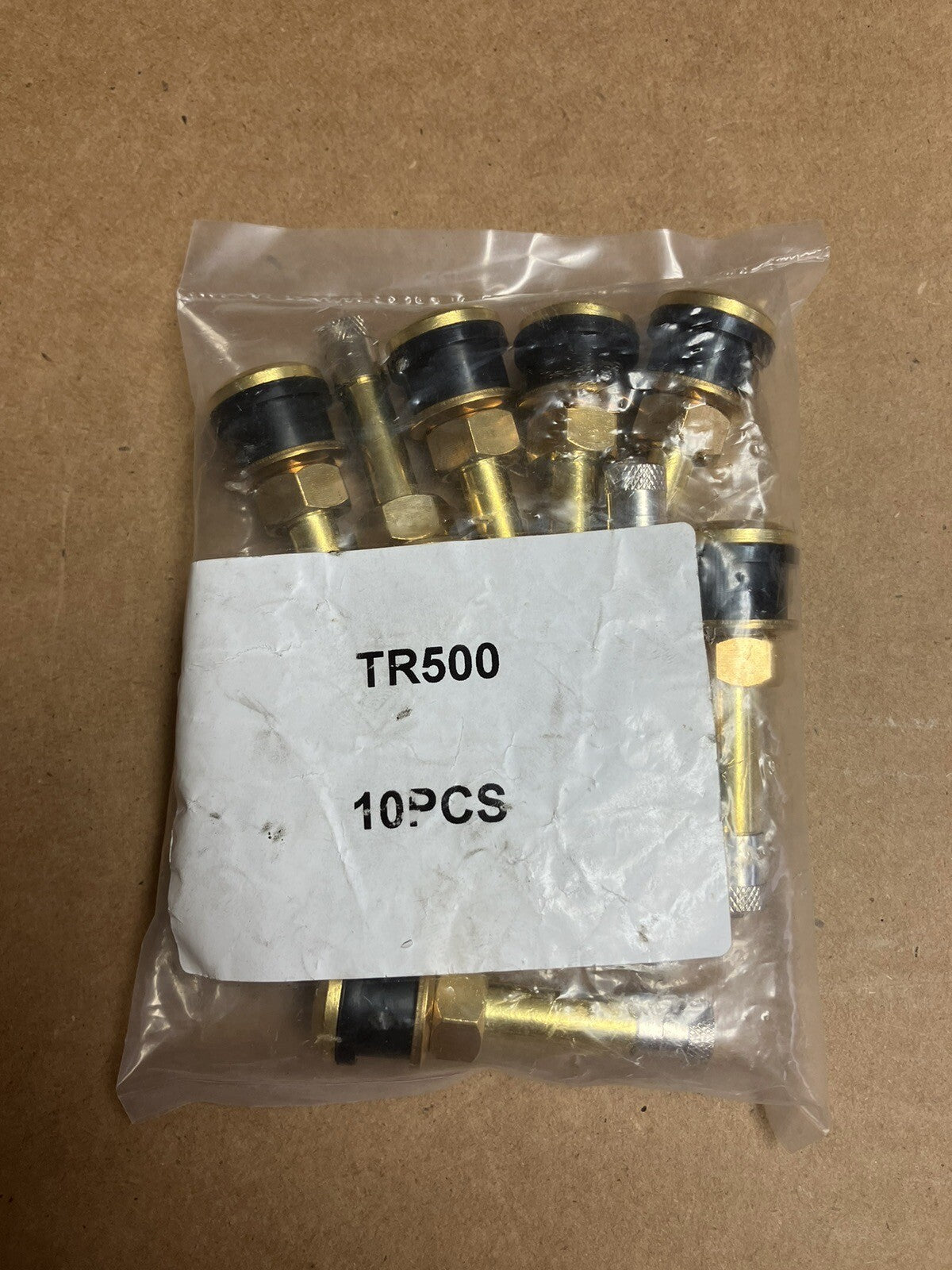 Lot of 10 TR500 2 Straight Brass Clamp-In Tubeless Truck Tire Valve Stems + Cap