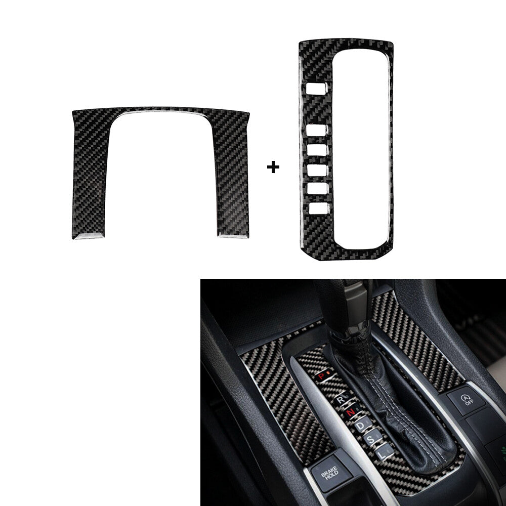 for Honda for Civic 10th 2016-19 Carbon Fiber Gear Shift Panel Decor Trim Cover
