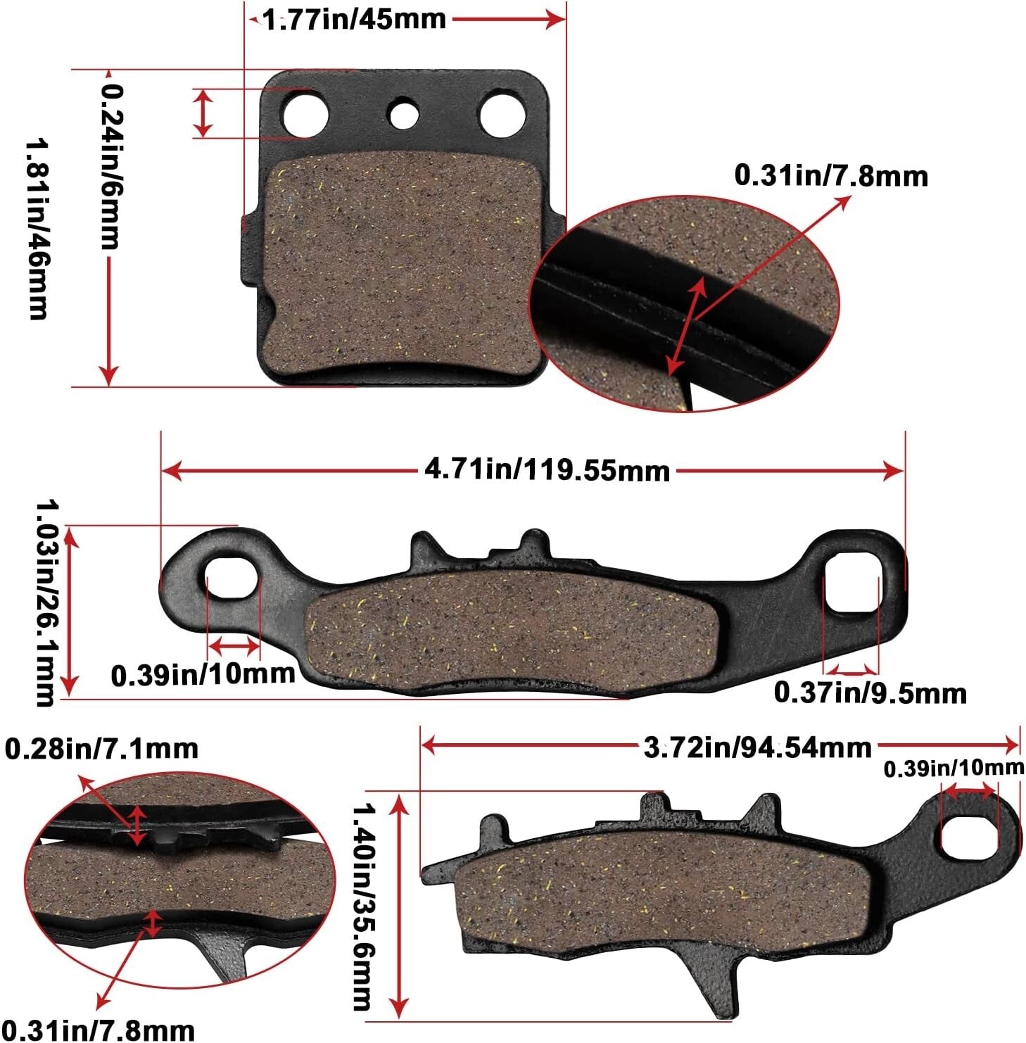 Brake Pads for Kawasaki KFX 450R KFX450R KSF450 2008 2009 2010 2011 2012 2013