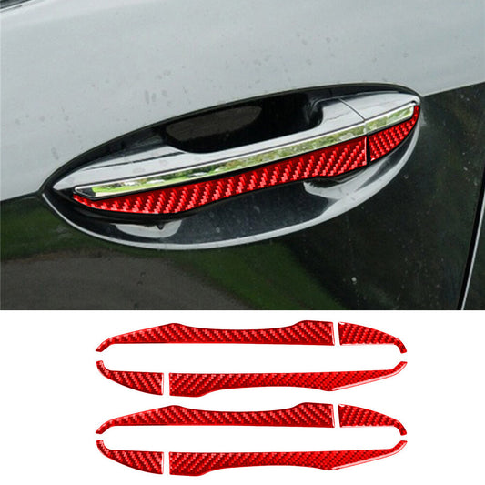 8¡ÁRed Carbon Fiber Side Door Handle Panel Cover Fit For T@yota for Corolla 2014-2018