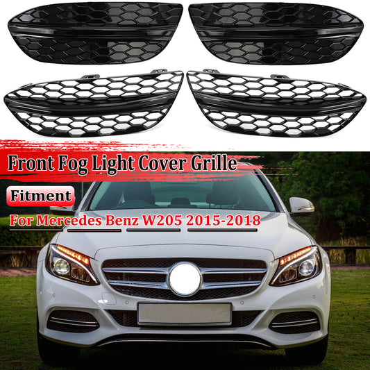 A pair of front bumper fog light ventilator grille covers for the for Mercedes-Benz W205 (2015-18)