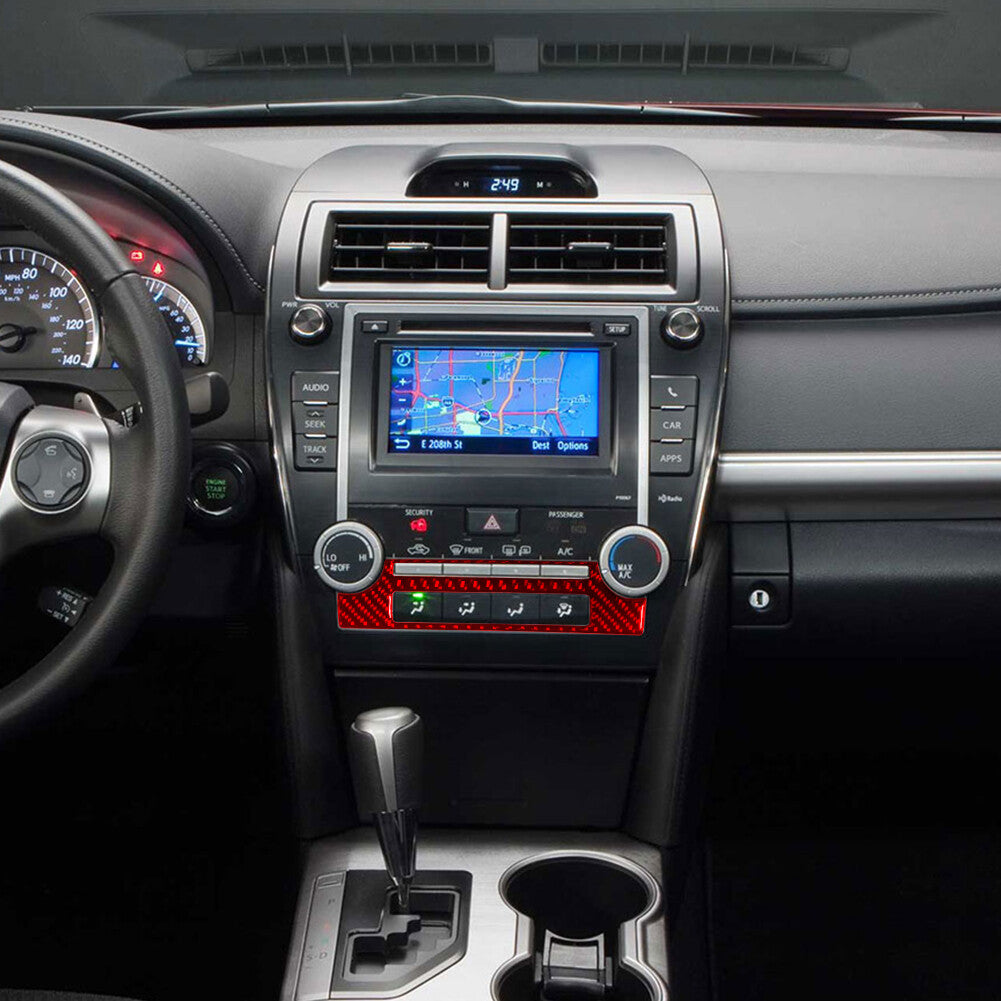 Red Carbon Fiber Console A/C Switch Control Cover Trim for Toyota for Camry 12-14 A