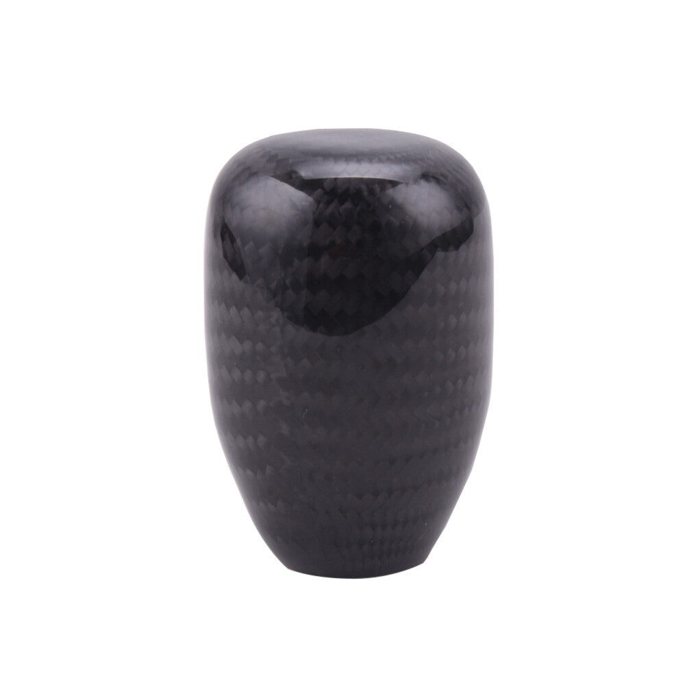 Car Gear Shift Knob Oval Ball Shape Carbon Fiber Black Universal With 3 Adapters
