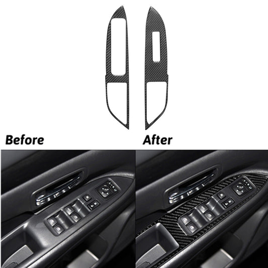 2x Carbon Fiber Front Door Switch Cover Trim for Mitsubishi Outlander 2014-2016