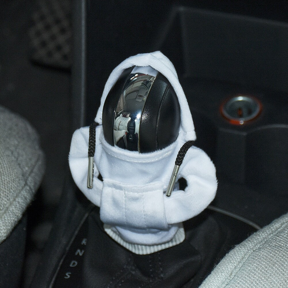 Hooded Car Shirt Shift Knob Cover,Universal Gear Shift Knob Cover(White)