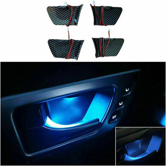 4X LED Carbon Fiber Inner Door Bowl Cover Trim for Toyota Highlander 2014-2019