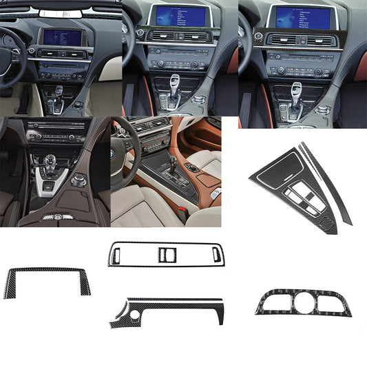 20Pcs Carbon Fiber Central Console Kit Cover Trim for BMW 6 Series F12 F13 11-18